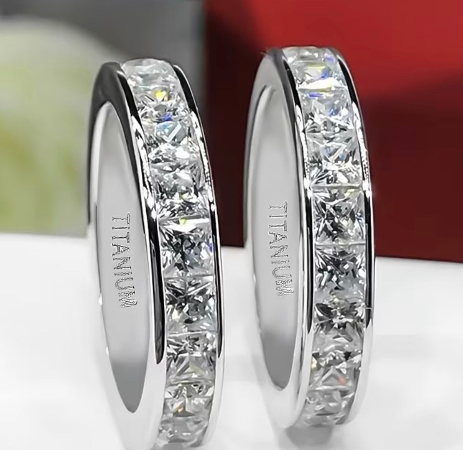 Titanium and Moissanite Wedding Band Ring- Regal Gifts