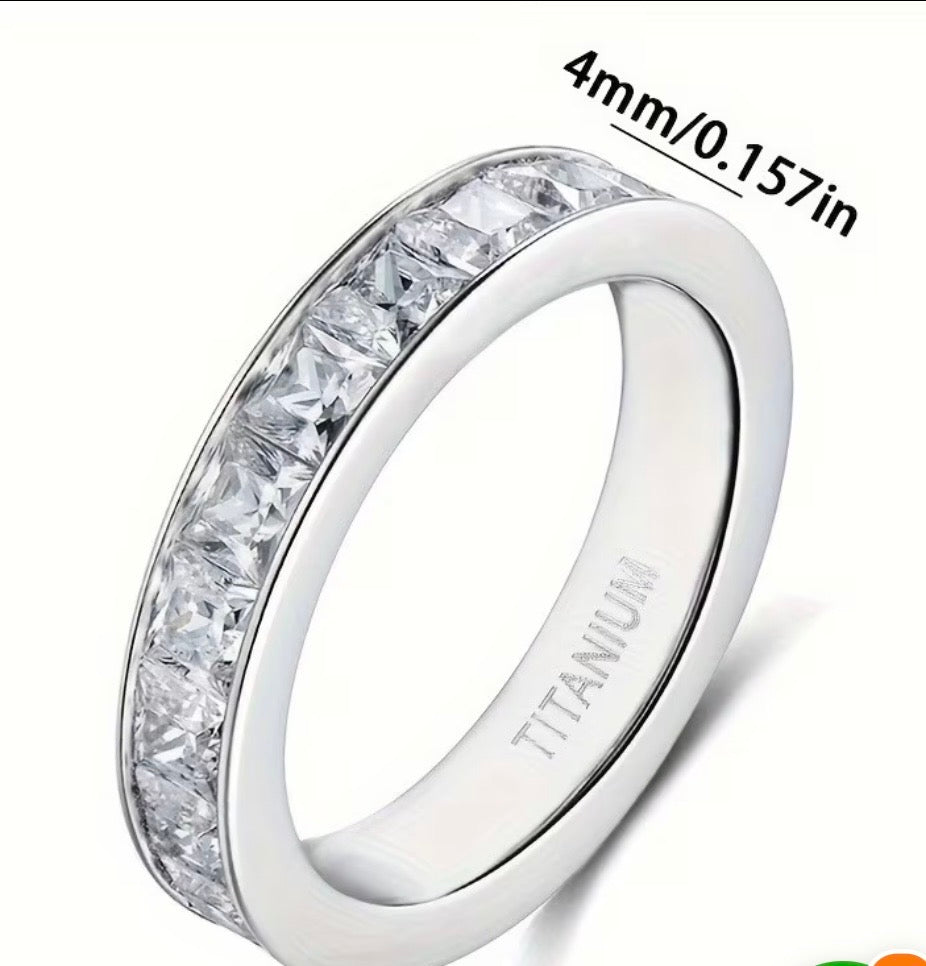 Titanium and Moissanite Wedding Band Ring- Regal Gifts